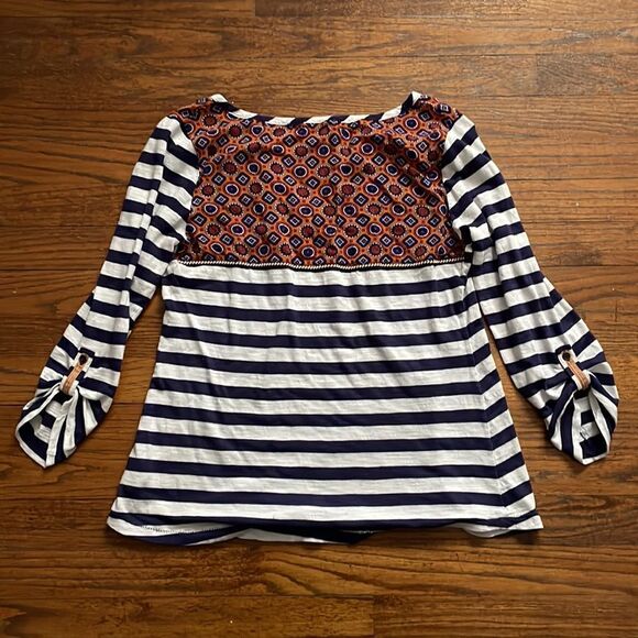 Anthropologie Postage Stamp Blue and White Striped Top - Picture 6 of 6